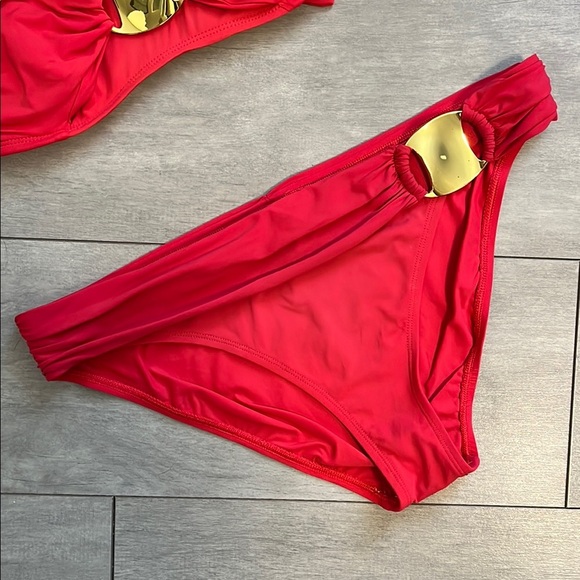 BLUE ROD BEATTIE Coral and Gold Metal Bikini Set, Size 12 - Picture 3 of 11